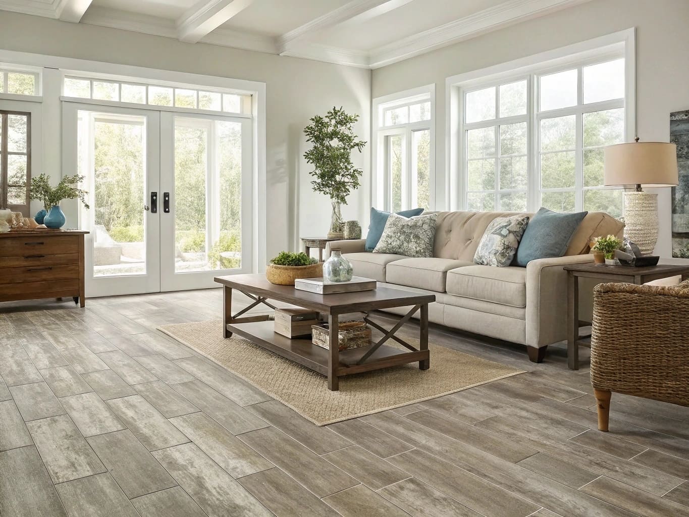 Modern interior with resilient flooring