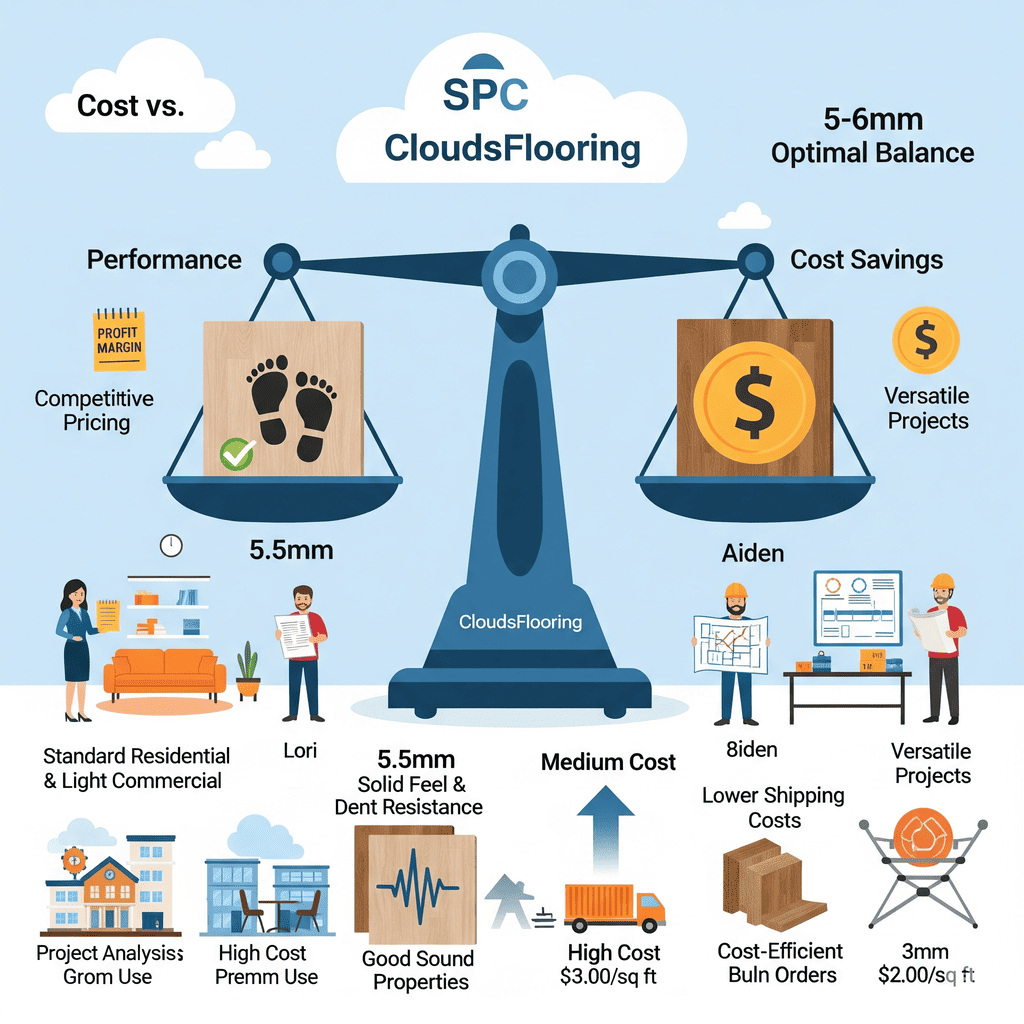 CloudsFlooring: SPC performance vs. cost savings with 5.5mm optimal balance