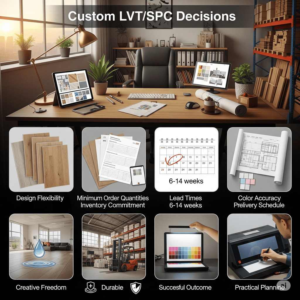 Custom LVT/SPC Decisions Custom LVT/SPC Decisions: Design flexibility, MOQs, lead times, and color accuracy for planning