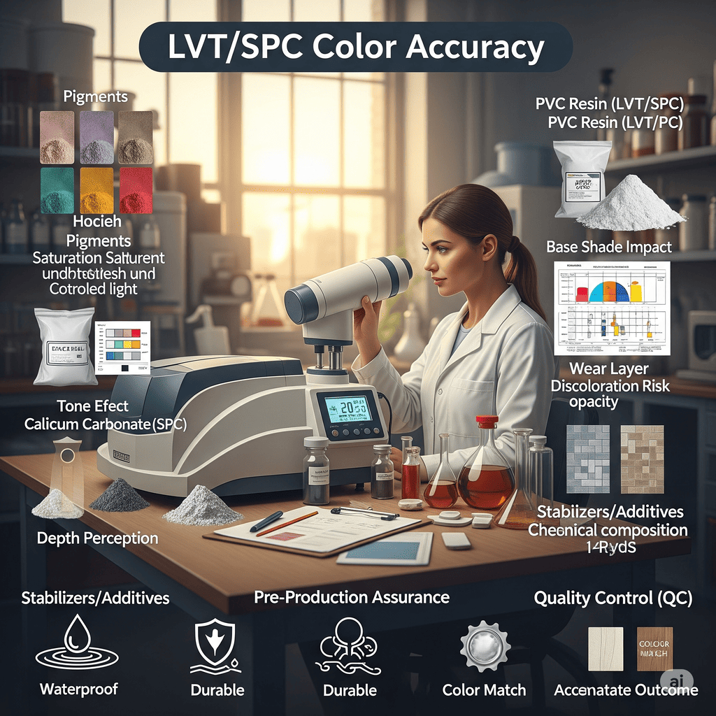 LVT/SPC Color Accuracy LVT/SPC Color Accuracy: Pigments, stabilizers, and pre-production assurance for precise color outcomes