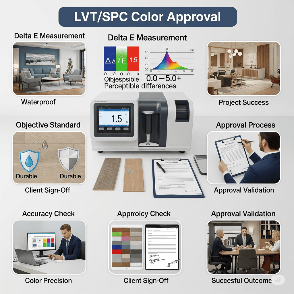 LVT/SPC Color Approval LVT/SPC Color Approval: Delta E measurement, objective standards, and client sign-off for project success