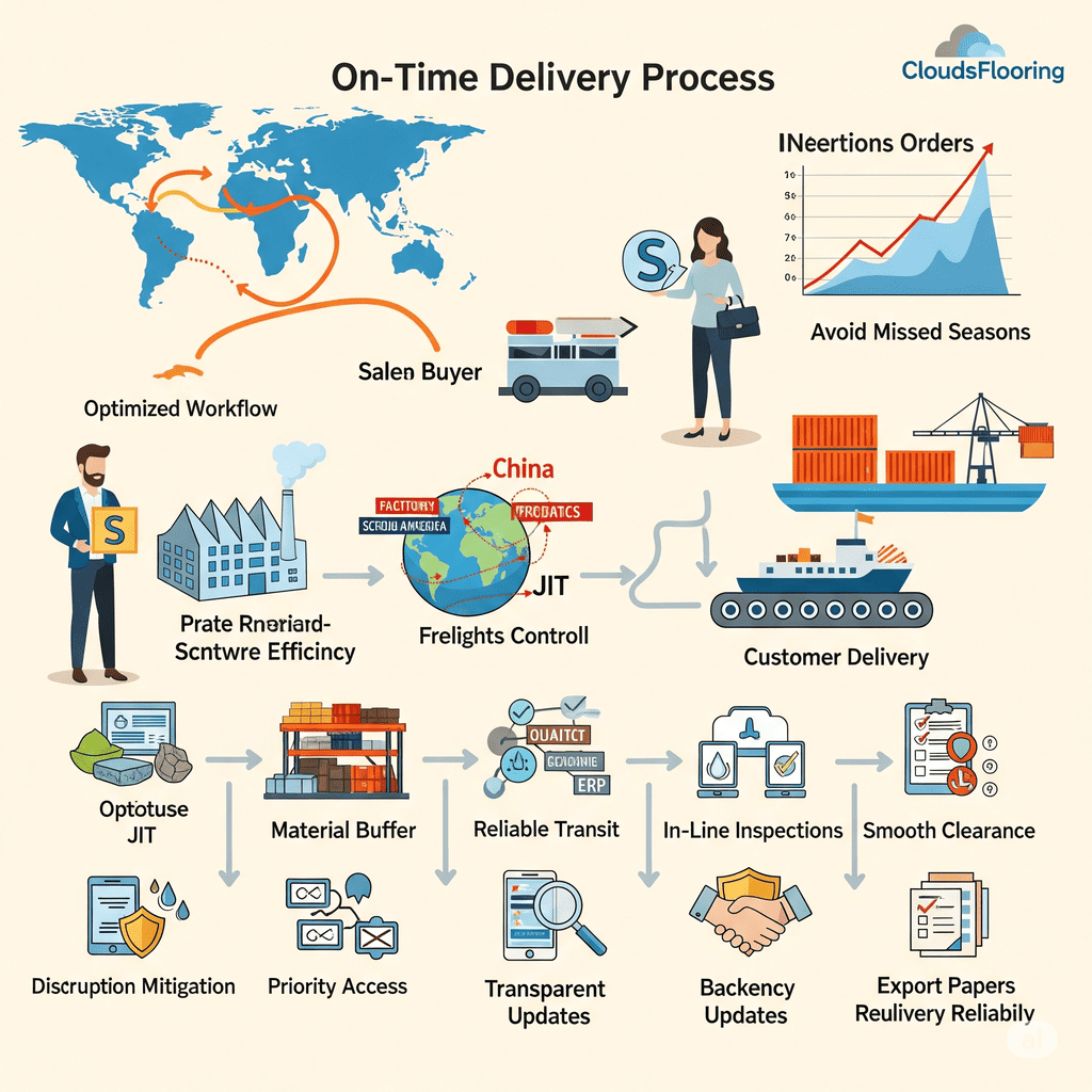 On-Time Delivery CloudsFlooring: On-Time Delivery Process for smooth logistics and avoiding missed seasons