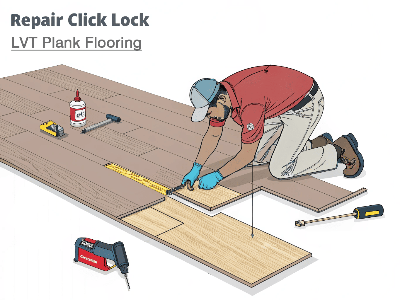 Repairing click lock spc flooring