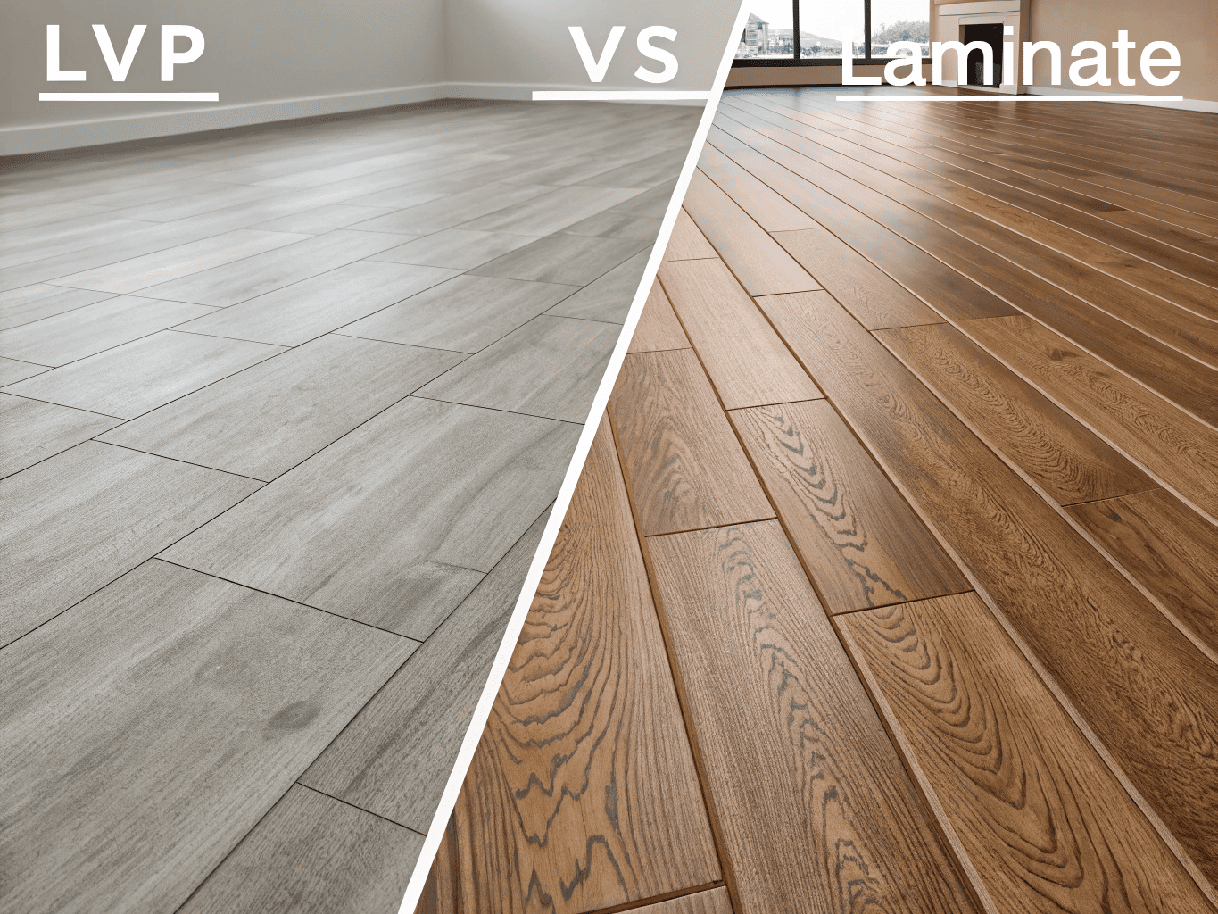 Luxury Vinyl Plank and Laminate Flooring Side by Side