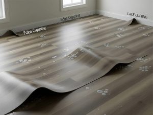 the location and pattern of vinyl flooring warping
