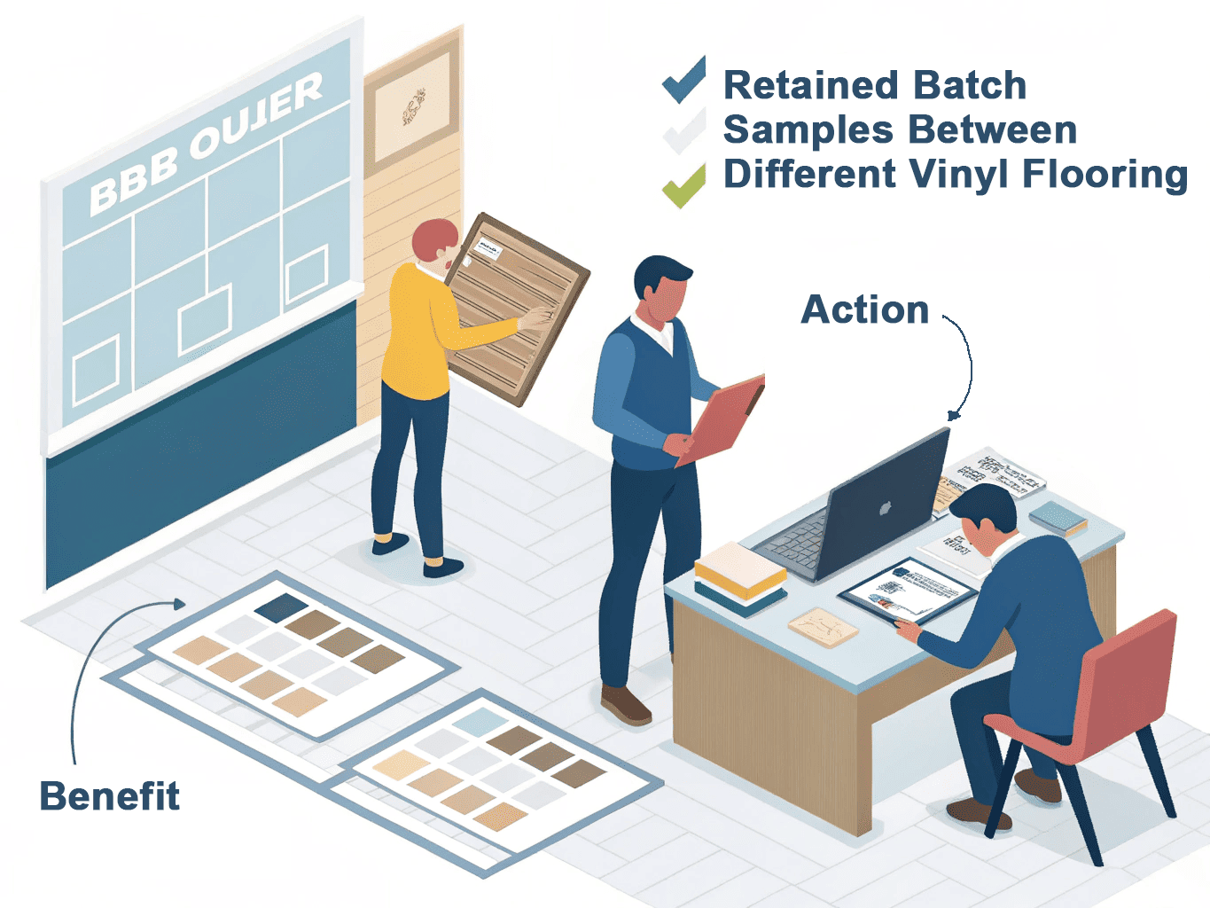CloudsFlooring ensures consistent LVT/SPC quality by retaining batch samples for reliable B2B supply.