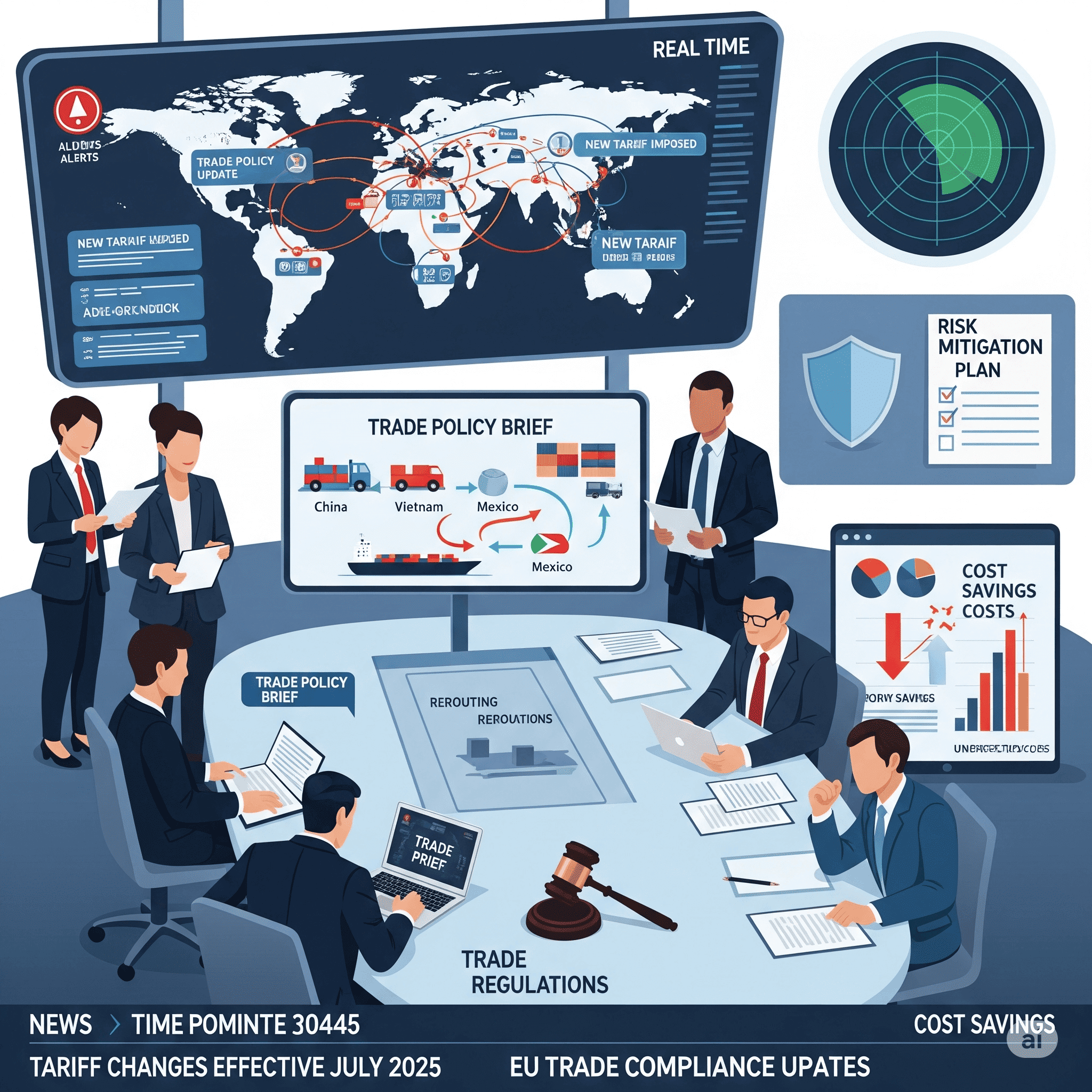 Real-time trade policy updates and risk mitigation for global sourcing