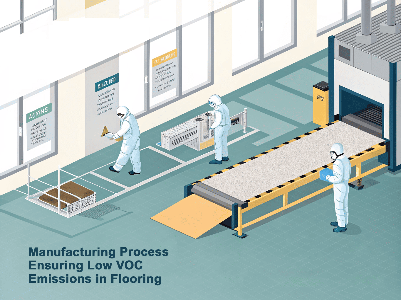 Manufacturing process ensuring low VOC emissions in flooring